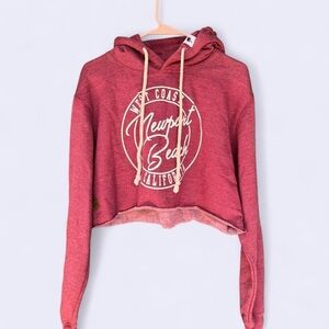 Pop Surf Newport Beach Cropped Hoodie Women’s Maroon West Coast California